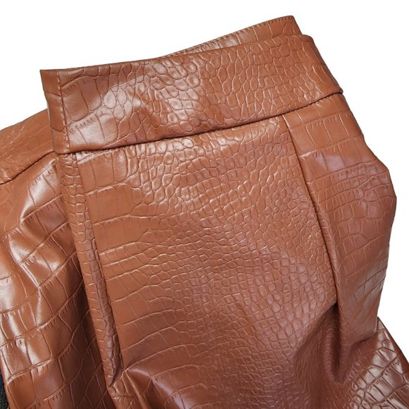NWOT Womens Leather Short Skirt Split Hem Size Small Brown - Picture 7 of 10
